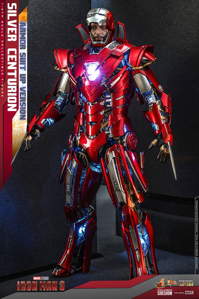 Iron Man 3 Figura Movie Masterpiece 1/6 Silver Centurion (Armor Suit Up Version) 32 cm