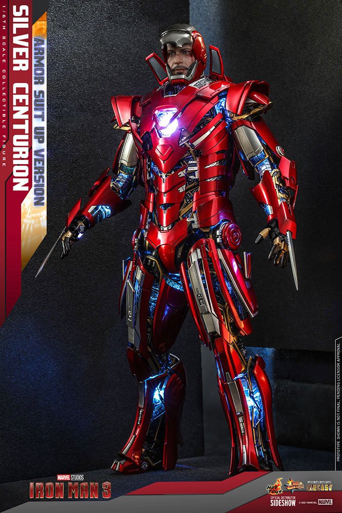 Iron Man 3 Figura Movie Masterpiece 1/6 Silver Centurion (Armor Suit Up Version) 32 cm | FRIKIVILLA